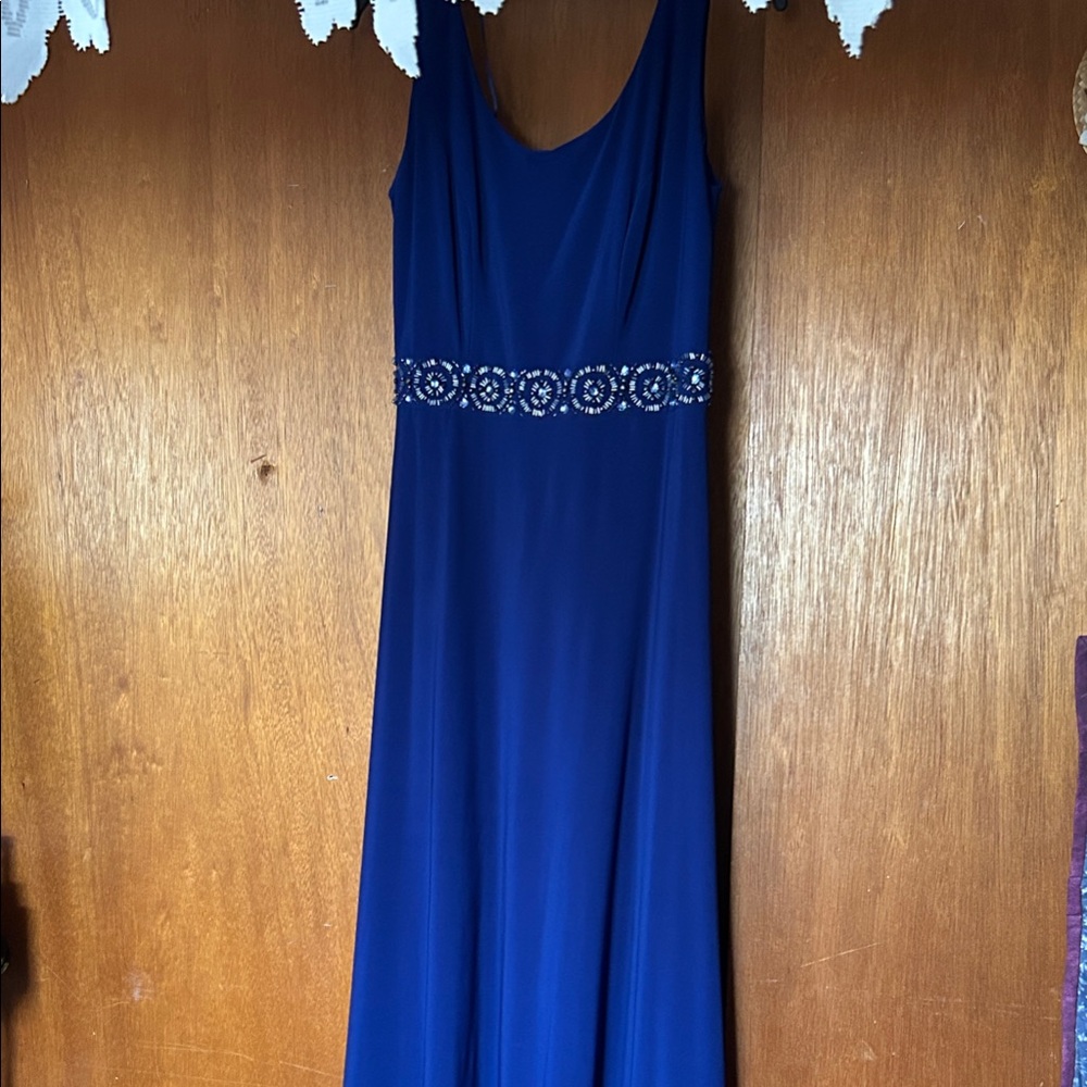 Patra Elegant Blue Maxi Dress with Beaded Waist